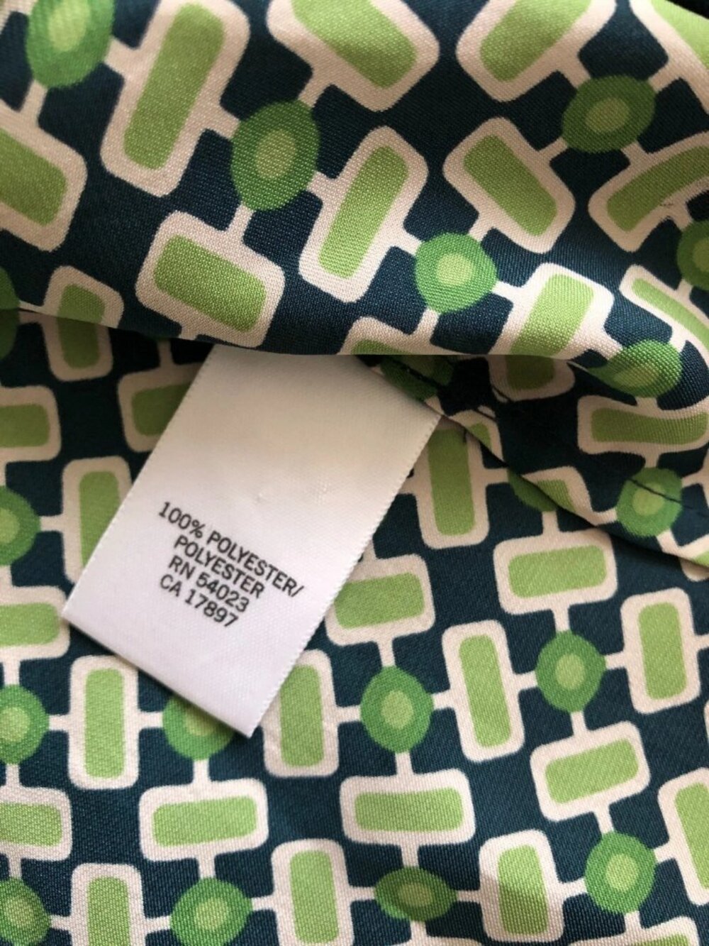Y2K Banana Republic Short Sleeve Green Geometric Blouse Top Size M - Picture 13 of 16